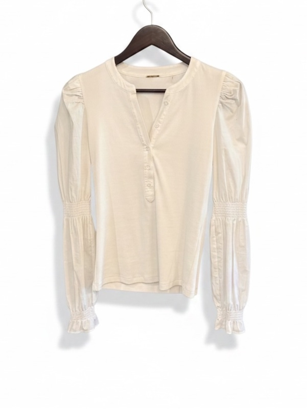 Elie Tahari Women’s White Puff-Sleeve Henley Top